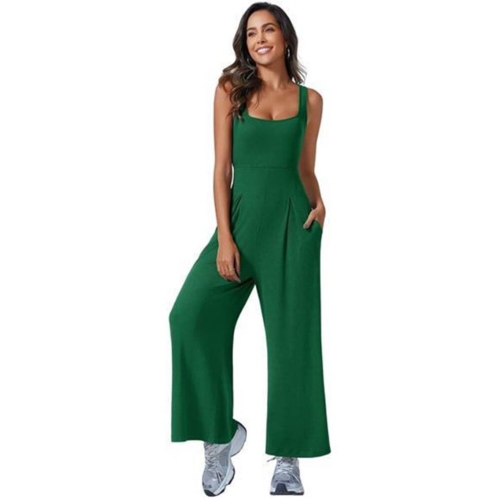 Woman’s Jumpsuits Sleeveless Square Neck in Green *NEW* - Picture 1 of 4